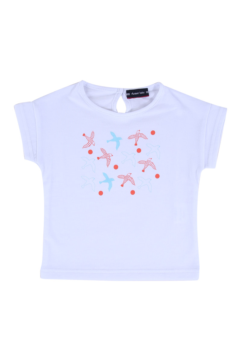 ARMOR-LUX T-shirt imprimé oiseaux Baby - coton léger Enfant BLANC 3 MOIS
