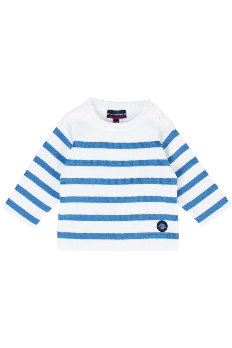 ARMOR-LUX Pull marin rayé Baby - coton Enfant Blanc/Blue V290 3 MOIS