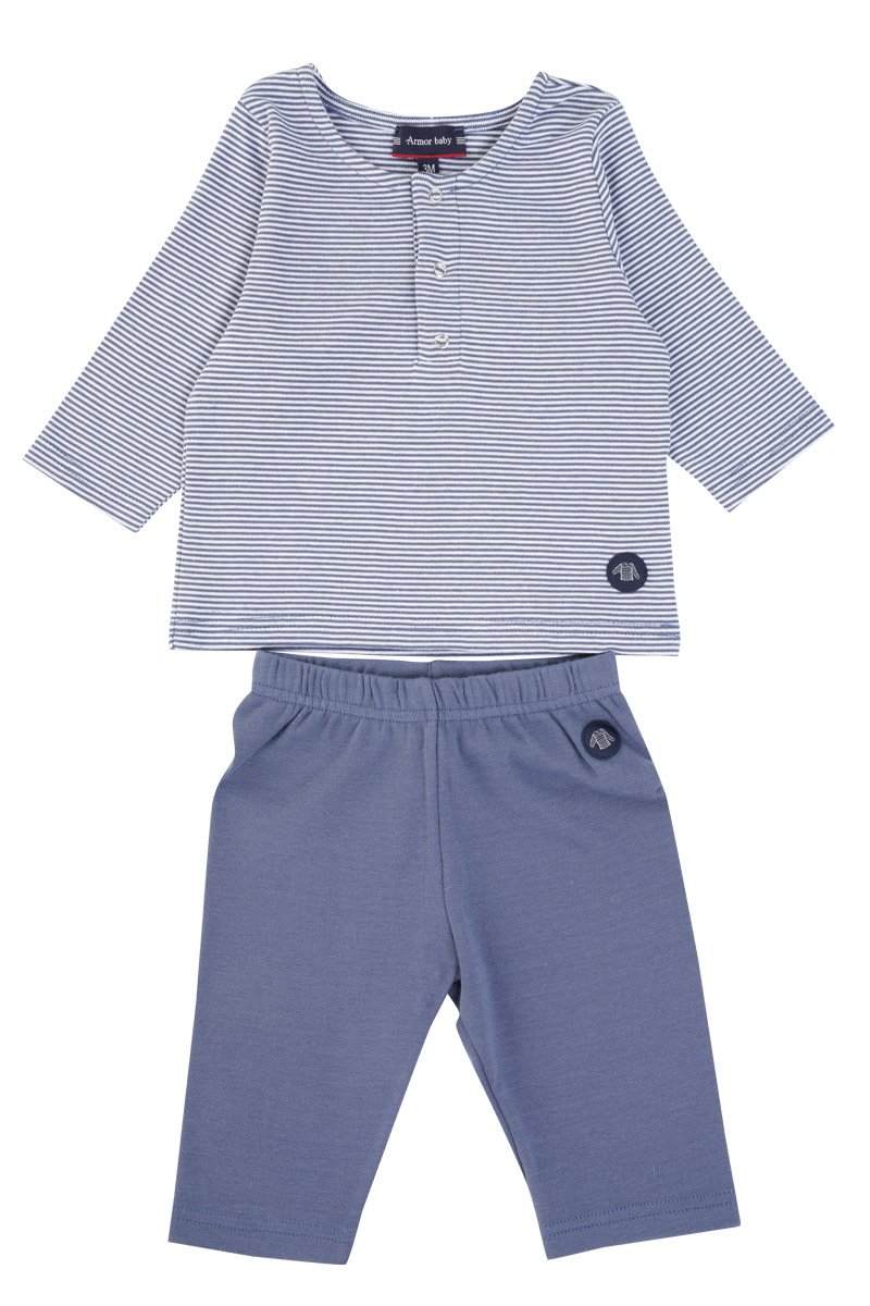ARMOR-LUX Ensemble T-shirt et legging Baby - coton Enfant JEAN/BLANC 3 MOIS