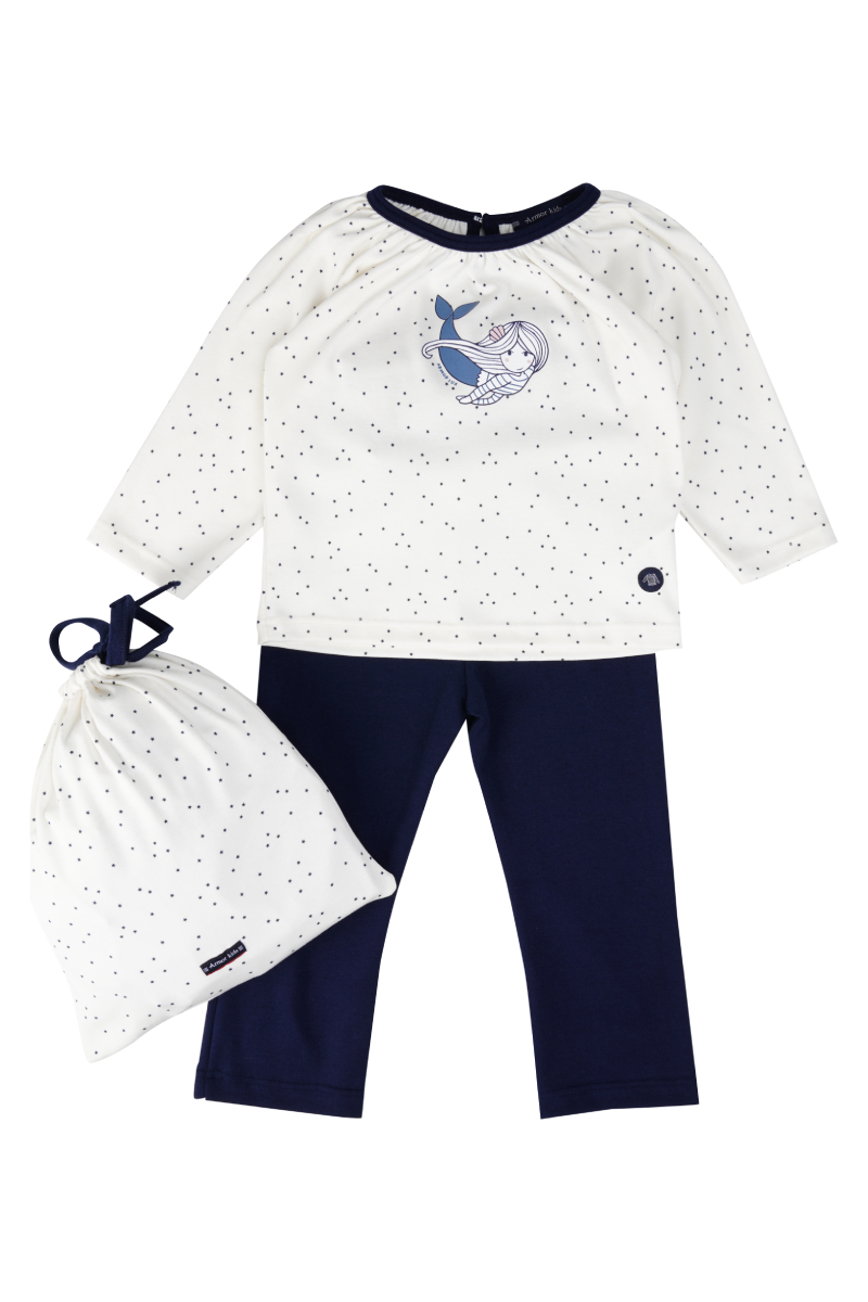 ARMOR-LUX Pyjama imprimé Kids et son sac - coton épais Enfant MILK/SEAL 2 ANS