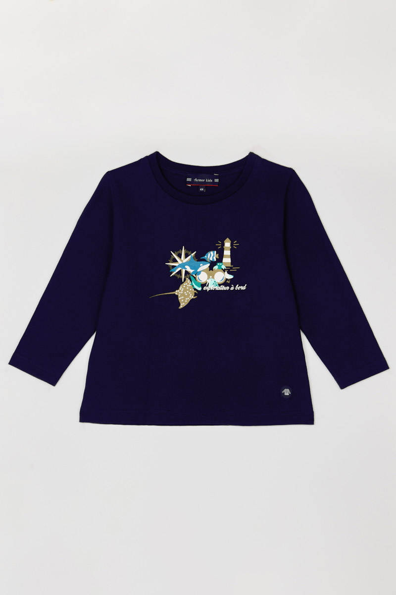 ARMOR-LUX T-shirt manches longues Kids - coton léger Enfant Marine deep 12 ANS
