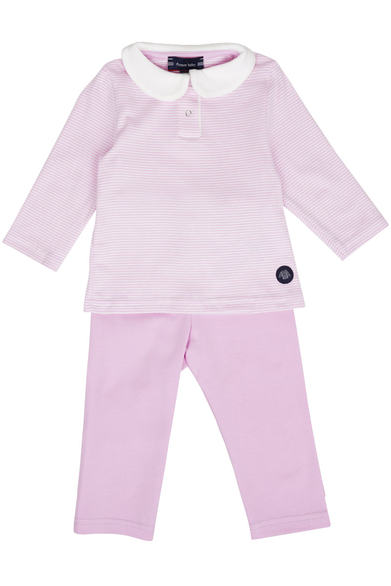 ARMOR-LUX Ensemble pyjama Baby - coton Enfant Mauve Rose/Milk 3 MOIS