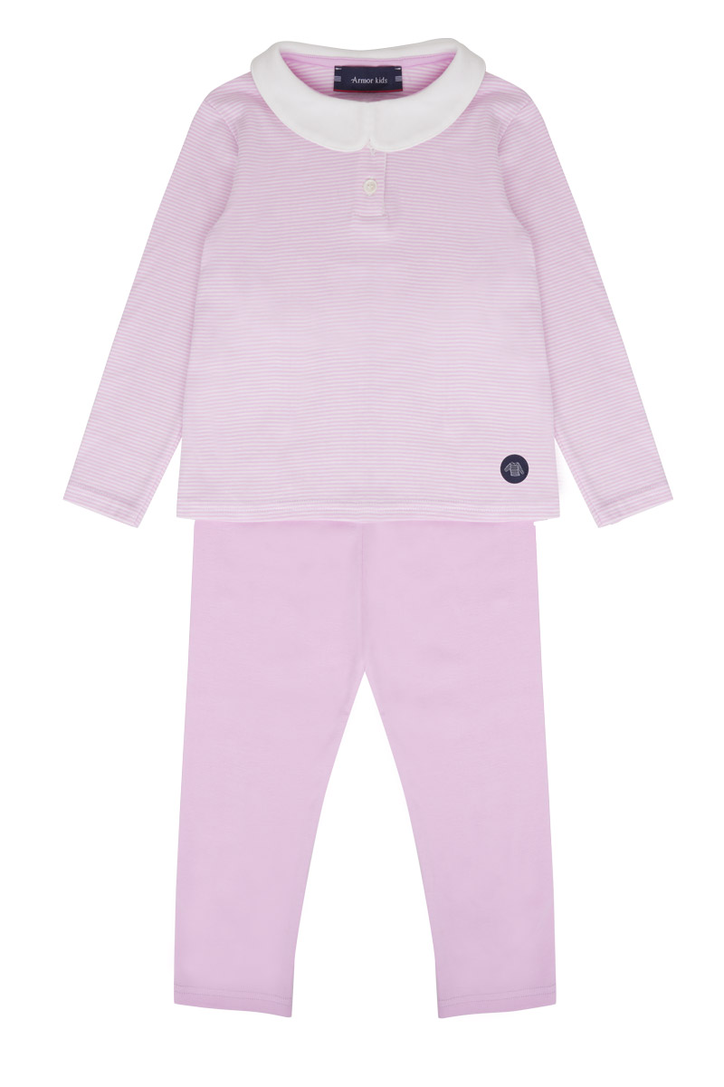 ARMOR-LUX Ensemble pyjama Kids - coton Enfant Mauve Rose/Milk 4 ANS