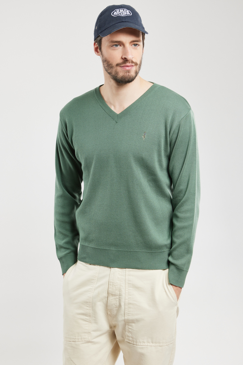 berac pull col v - coton homme lily pad s