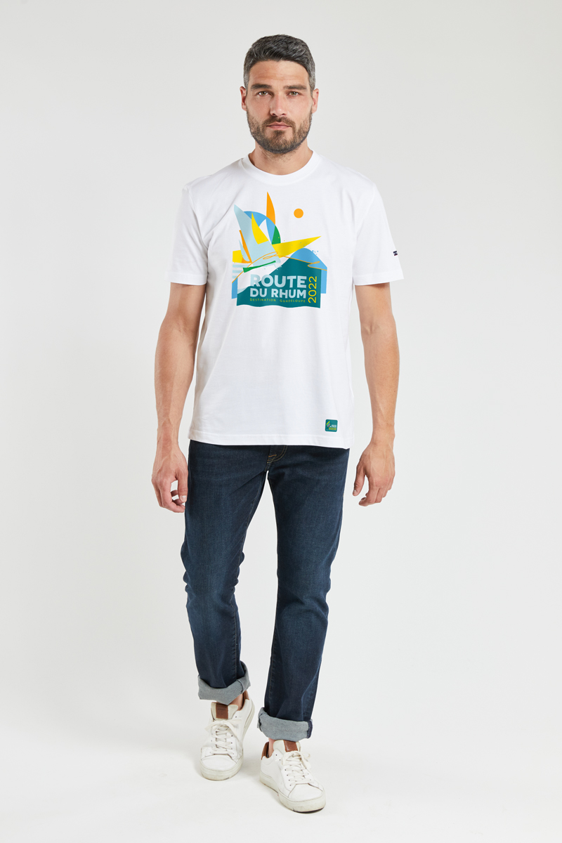 ARMOR-LUX T-shirt affiche Route du Rhum 2022 - Coton léger Homme Blanc-Affiche RDR22 XS